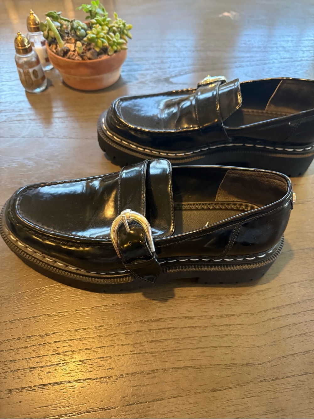 Sam Edelman Black Patent Buckle Loafers
